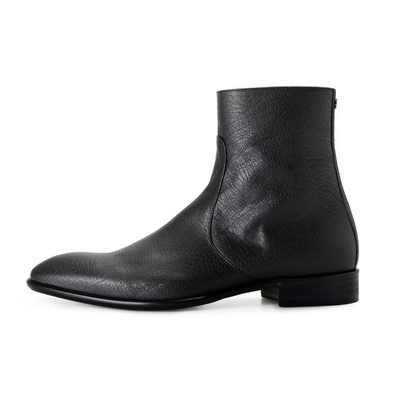 Roberto Cavalli Men\'s Off Black Textured Leather Ankle Boots Shoes main image 6